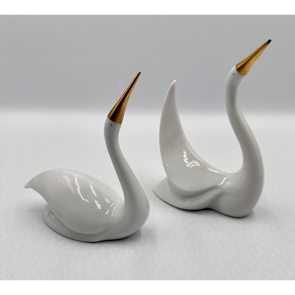 Hollohaza Art Deco Vintage Hungarian Porcelain Swans